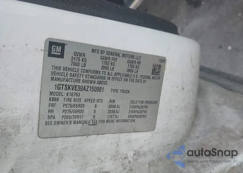 2010 GMC Sierra 1500 Sle from USA, damaged, VIN 1GTSKVE39AZ150981